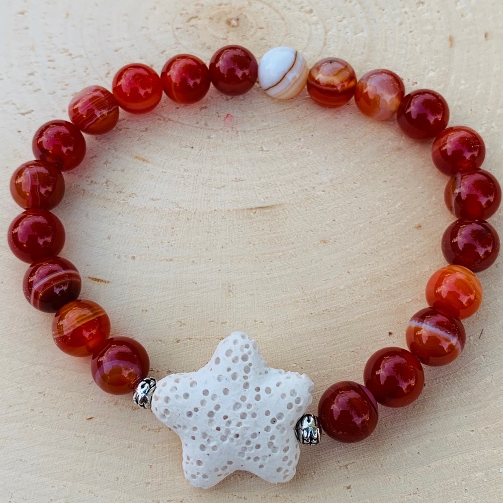 Oil diffuser Agate Stretch Beaded Bracelet